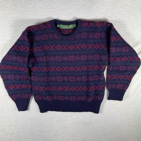 Vintage Tulchan Sweater Womens Medium Blue Red Wool Fair Isle Nordic Outdoor - Picture 1 of 15